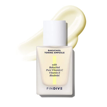 [FINDIVE OFFICIAL] Bakuchiol Toning Ampoule, 3% Bakuchiol, Plan-Based Retinal Alternative, Pure Vitamin C, Pure Vitamin E, Bisabolol, Brightning, Anti Wrinkle Serum, 1.01.