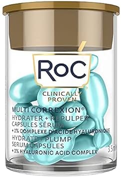 RoC - Multi Correxion Hydrate + Plump Serum Capsules - Maximum Plumping Power - Boost Skin’s Hydration Level - with Hyaluronic Acid - 10 CT