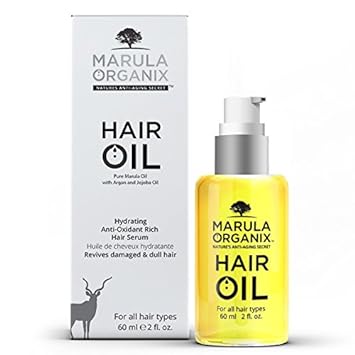 Marula Organix Hair Oil Hydrating Anti-Oxidant Rich Hair Serum, Organic Pure Marula, Argan, Jojoba Oil, Revives Damaged & Chemically treated Hair! Leaves a Satin Finish! Promotes Hair Growth!
