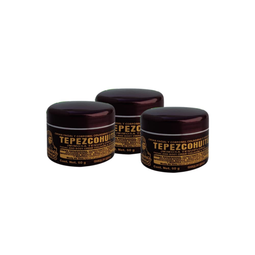 Del Indio Papago (3Pack) Tepezcohuite Night Cream 60gr/ 2.02  - Reduce Expression Lines - Clarifies Skin Imperfections