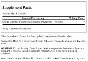 Swanson Full Spectrum Chaga Mushroom Antioxidant Immune Support 400 Mi