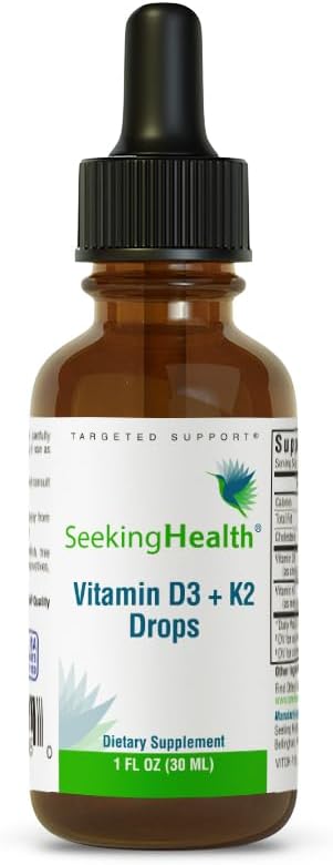 Seeking Health Vitamin D3 + K2 Drops, 12.5 Mcg D3 And 50 Mcg K2, For C