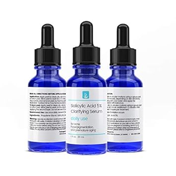 Salicylic Acid 5% Solution & Neutralizer (30  each) by Pure Original Ingredients, Daily Use Facial Serum, Effective Yet Gentle, Treats Acne, Hyper-Pigmentation, & Premature Aging