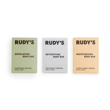 RUDY'S Body Bar Bundle | Variety Soap Pack with Exfoliating Bar - Detoxifying Bar - Moisturizing Bar (3 Count - 4  Each)