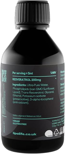 LLR1 - liposomal Resveratrol - 240ml lipolife - Advanced Nutrient deli300 Grams