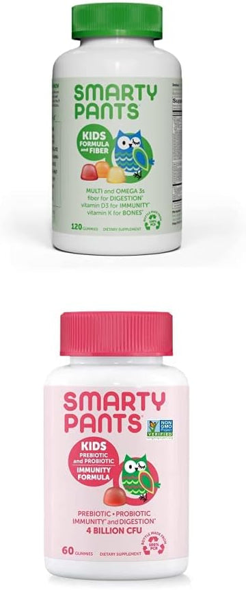 SmartyPants Kids Multivitamin Bundle: (1) Kids Fiber Formula and (1) K