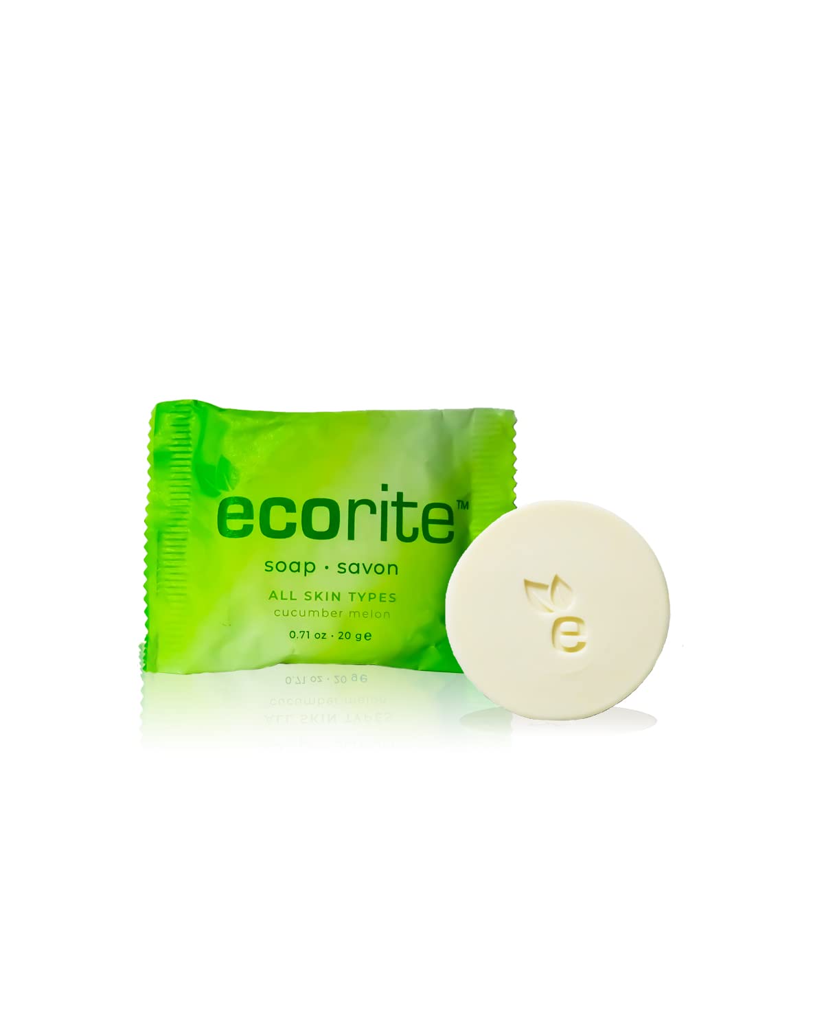 Ecorite Facial Bar with Cucumber-Melon Fragrance, Travel Size Hotel Amenities Biodegradable/Recyclable Frosted Sachet, 0.70 / m, Pack of 288