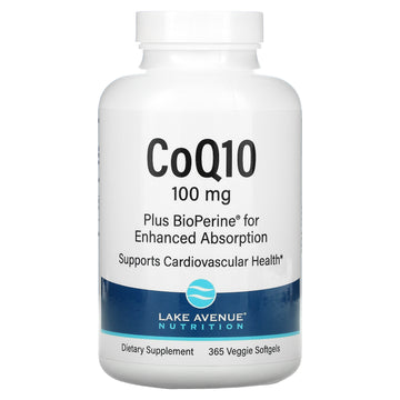 Lake Avenue Nutrition, Coq10 Plus Bioperine, 100 Mg Veggie Softgels