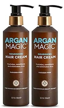 Argan Magic Nourishing Hair Cream - Hydrates, Conditions, and Eliminates Frizz for All Hair Types | Seals in Shine | Made in USA, Paraben Free, Cruelty Free (8.5  / 2 Pack)