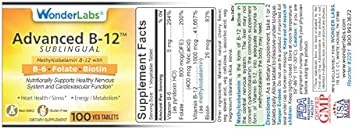 Wonder Laboratories Sublingual Vitamin B12 (1000 mcg), B6 (5mg), Folic Acid(400 mcg) & Biotin (25mcg) - Formulated with