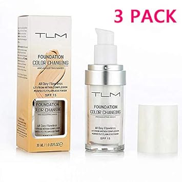 30 TLM Concealer Cover,awless Colour Changing Warm Skin Tone Foundation Makeup Base Nude Face Liquid Cover Concealer?3PACK?