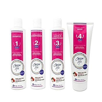 CARSON LIFE 4 Stage Hair Care System Kit For Curly Hair (Shampoo, Conditioner, Leave In Conditioner & Curly Hair Mask) - Paraben and Sulfate Free