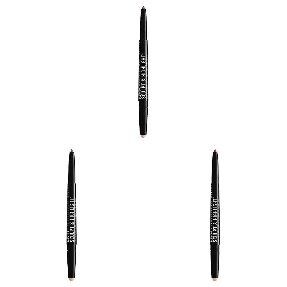 NYX PROFESSIONAL MAKEUP Sculpt and Highlight Brow Contour, Eyebrow Pencil, Auburn Soft Pink (Pack of 3)