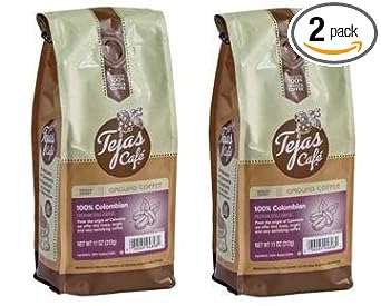 Tejas Cafe 100% Columbian Ground Coffee . (Pack of 2 Bags)