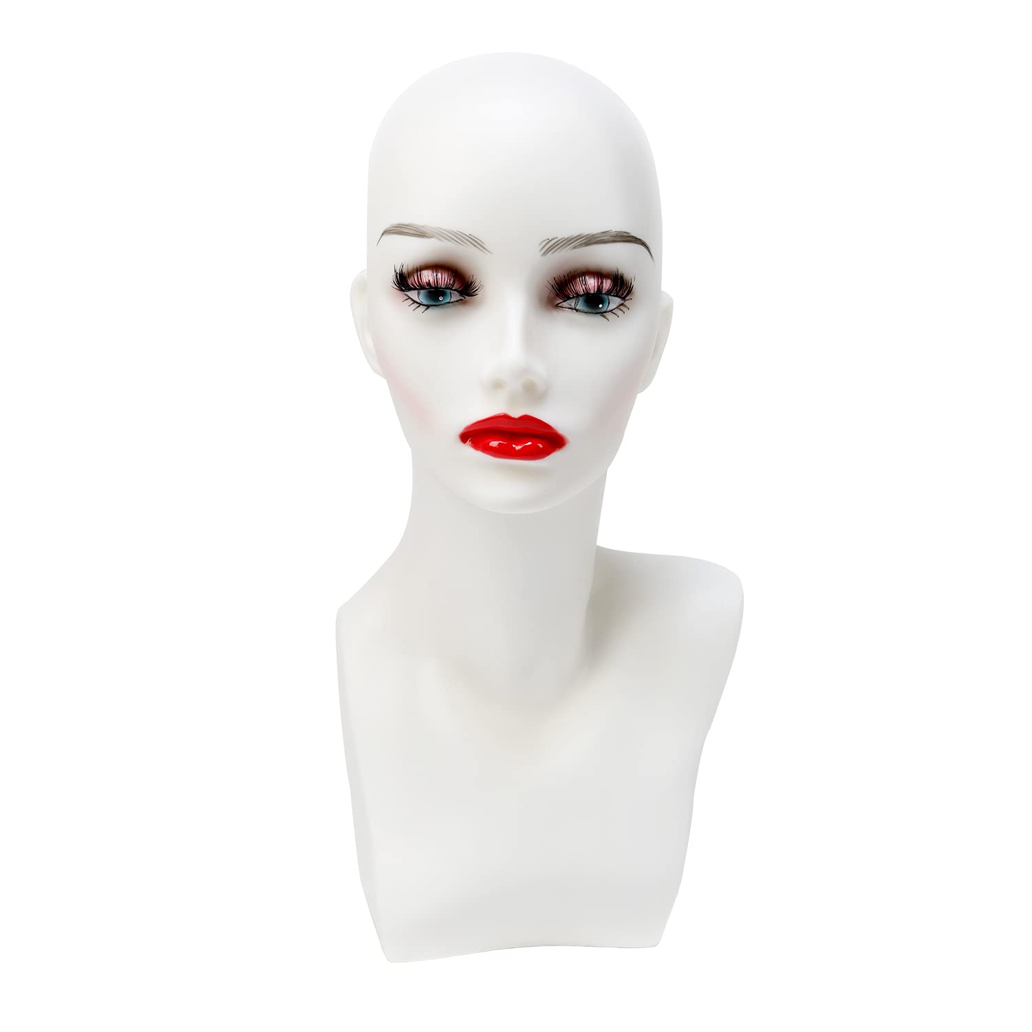 STUDIO LIMITED 16'' White Female PVC Mannequin Head with Makeups for cosmetology salon practice tool realistic and durable