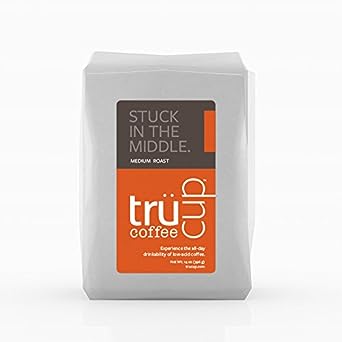 trücup Low Acid Coffee- Stuck in the Middle Medium Roast- French Press-Coarse Ground, - Smooth, Mellow Coffee - Can Be Gentle on the Stomach