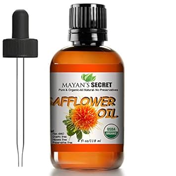 Mayan's Secret USDA Certified Organic Safower Seed Oil High in Vitamin E and omega-6 fatty acids for anti-aging skin