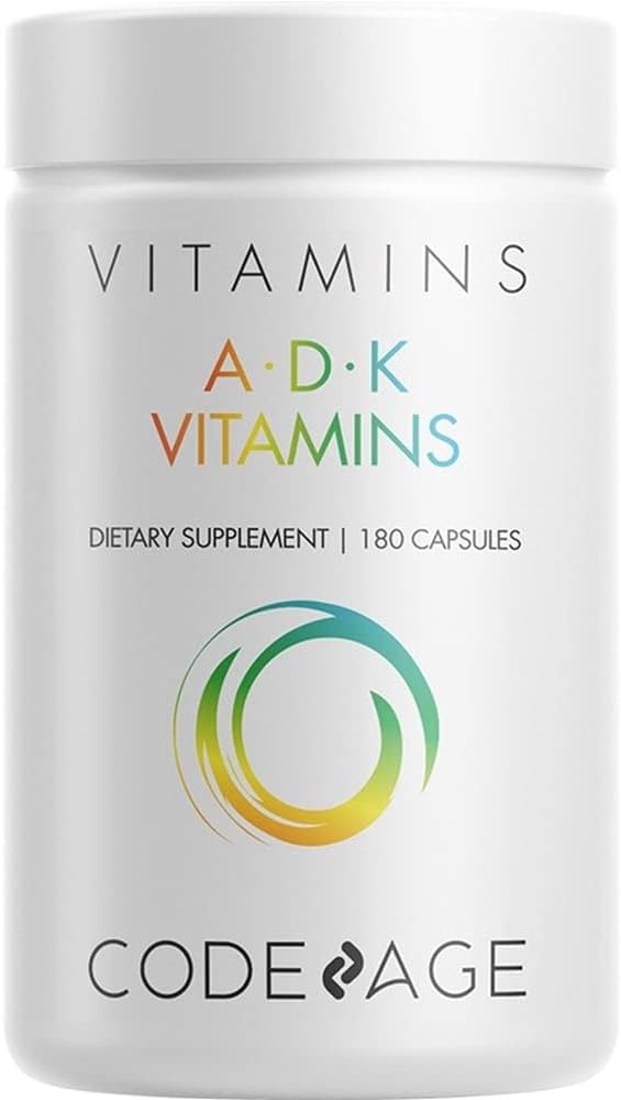 Codeage ADK Vitamin Supplement, Vitamin A, Vitamin D3 5000 IU Cholecal