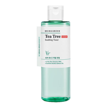 BRING GREEN Tea Tree CICA Soothing Toner Redness Relief for Face, Skin Balancing, AHA, Exfoliating Toner for Oily Skin, Korean Acne Treatment Skin Care, Hydrating, Calming for Dry Sensitive Skin