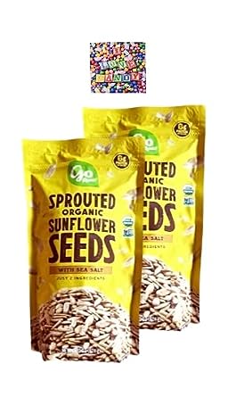 Go Raw Sprouted Organic Sunflower Seeds with Sea Salt - Bundle of 2 Bags  - Gluten Free, Vegan, Non GMO, and Keto Friendly - Bundled with Stone Cove Refrigerator Magnet