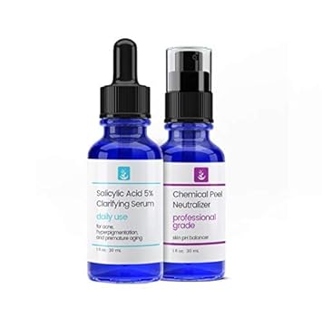 Salicylic Acid 5% Solution & Neutralizer (30  each) by Pure Original Ingredients, Daily Use Facial Serum, Effective Yet Gentle, Treats Acne, Hyper-Pigmentation, & Premature Aging