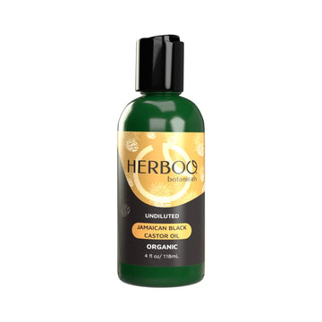 HERBOO Botanicals Undiluted Jamaican Black Castor Oil - 118mL 100% Organic Made in Jamaica for Hair Growth, Moisturize S