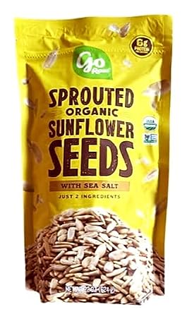 Go Raw Sprouted Organic Sunflower Seeds with Sea Salt - Bundle of 2 Bags  - Gluten Free, Vegan, Non GMO, and Keto Friendly - Bundled with Stone Cove Refrigerator Magnet