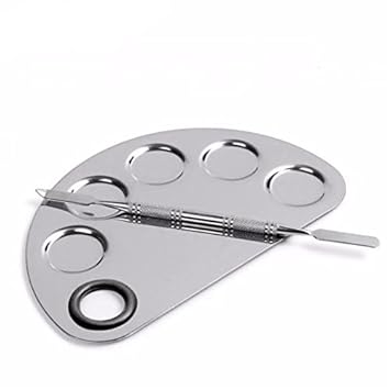 Yimart® Stainless Steel Makeup Palette Cosmetic Five Holes Mixing Pallete Spatula