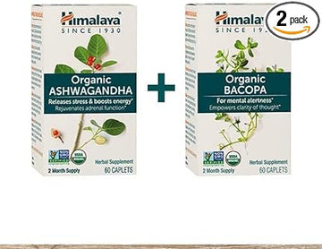 Himalaya Organic Ashwagandha + Organic Bacopa Brain Booster Kit, Ashwa