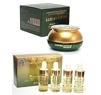 Bergamo] Caviar Yellow & Red Ampoule 13 4EA + Caviar Wrinkle Care Cream 50g / Korean cosmetics