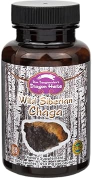 Dragon Herbs - Wild Siberian Chaga Capsules - 100 Capsules, 450 mg Eac