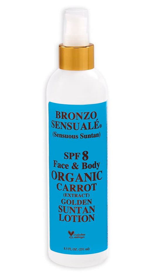 Bronzo Sensuale SPF 8 Sunscreen Deep Golden Tanning Organic Carrot Lotion 8.5