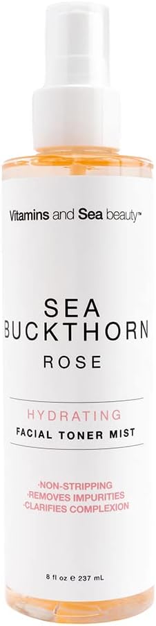 Vitamins and Sea Beauty, Hydrating Rose Water Toner Face Mist, Moisturizing Facial Spray for Skin with Sea Buckthorn 8