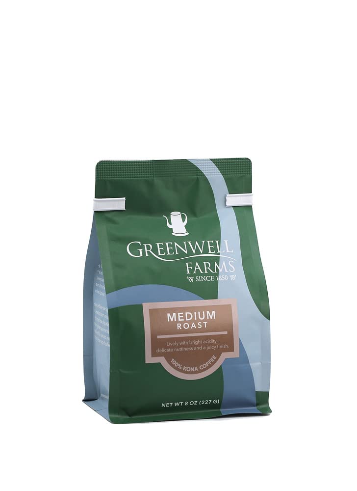 Greenwell Farms 100% Hawaiian Kona Coffee - Medium Roast, Whole Bean