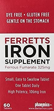 Ferretts Iron Tablets 325mg Ferrous Fumarate 2 Pack (120 Total)