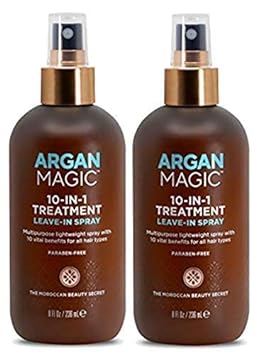 Argan Magic 10 in 1 Hair Treatment & Stylizing Spray – Multipurpose Leave in Spray for all Hair Types | Made in USA | Paraben Free | Cruelty Free (8 /2 Pack)