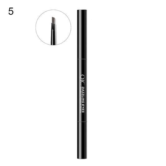 QIC 0.3g Eyebrow Pencil Double-Headed 2 in 1 Rotating Refill&Brush Waterproof Triangle Refill Fashion Long-Lasting Eyebrow Pen Cosmetic Eye Makeup Tool for Beginner (light brown)
