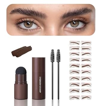 Eyebrow Tinting Kit, Dark Brown Eyebrow Dye Eye Brow Tinting Kit, Brow Stamp Kit With 34 Types Reusable Eyebrow Stencils, Waterproof Eye Brow Tinting Kit Professional for Beginner