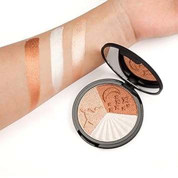 Bolver Highlighter Makeup Palette, Powder Palette Facial Bronzers Illuminator Palette Highlighter Baked Waterproof Long Lasting. (H03)