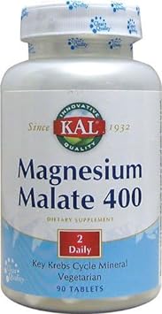 KAL Magnesium Malate 400mg, Chelated Magnesium Supplement with Malic Acid, Healthy Energy & Muscle Function Support, Enh