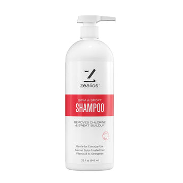 Zealios Swim & Sports Shampoo Remove Chlorine & Salt Water, Perfect Moisturizing Formula Hydrates Dry Hair, Protects Color/Treated Hair from Pool Chemicals Swimmers, Athletes - 32