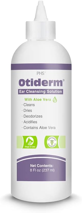 Otiderm Ear Cleansing Solution with Aloe Vera for Dogs & Cats, Anti-Irritant Formula with Neutral pH and Aloe Vera, Deod