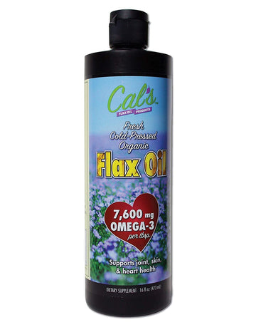 Cal's Flax Oil - Essential, Organic Omega-3, Pure, 100% Cold-Pressed, Virgin, Unrefined & Organic - Vegetarian Source of Omega-3 for Skin, Joint, Heart, Brain, & Nerve Health Support