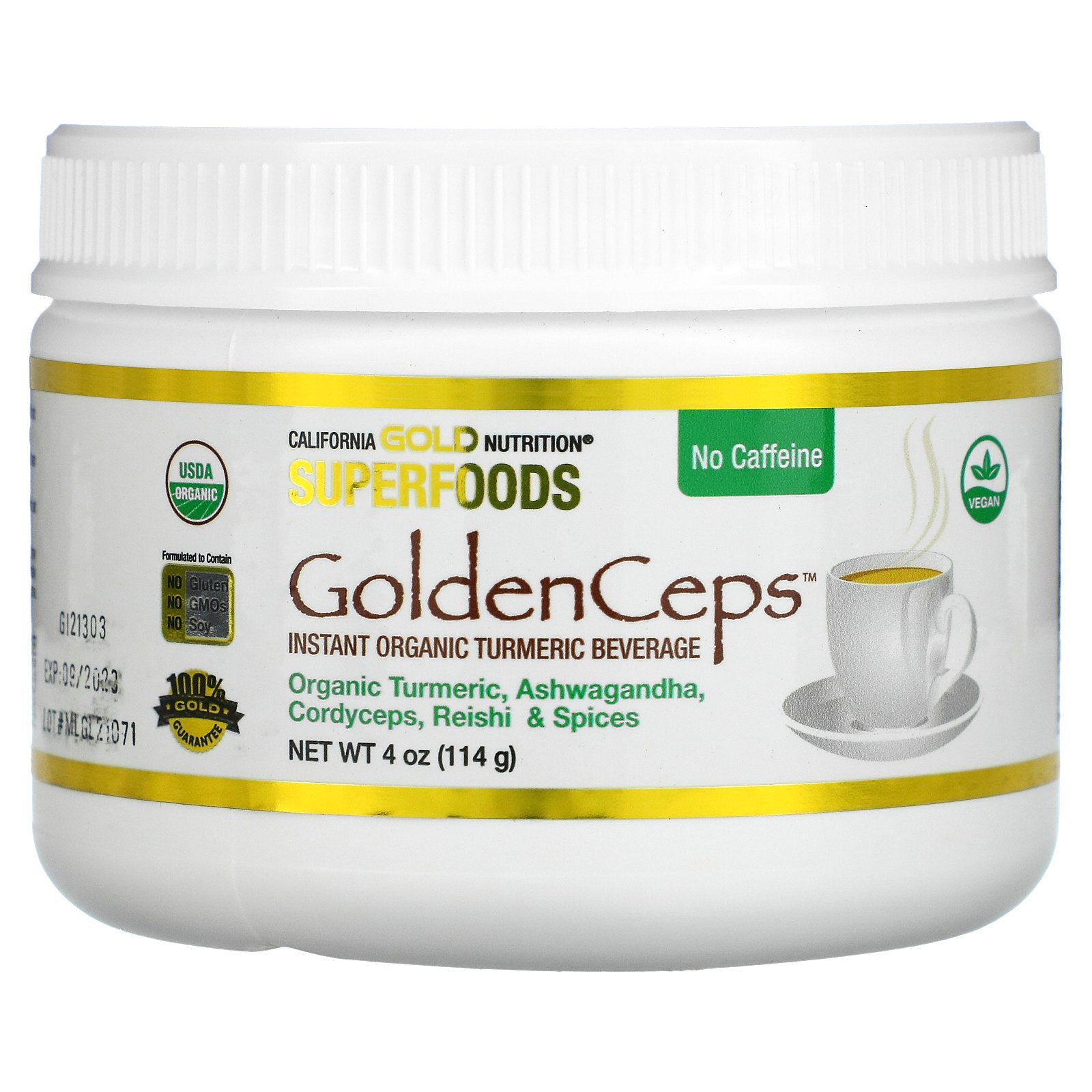 California Gold Nutrition, GoldenCeps, Organic Turmeric with Adaptogens