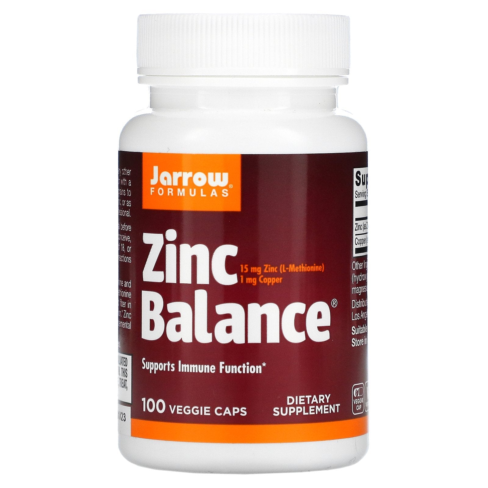 Jarrow Formulas Zinc Balance 15 mg Veggie Caps