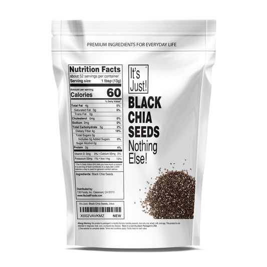 It's Just - Black Chia Seeds, Whole, Keto Friendly