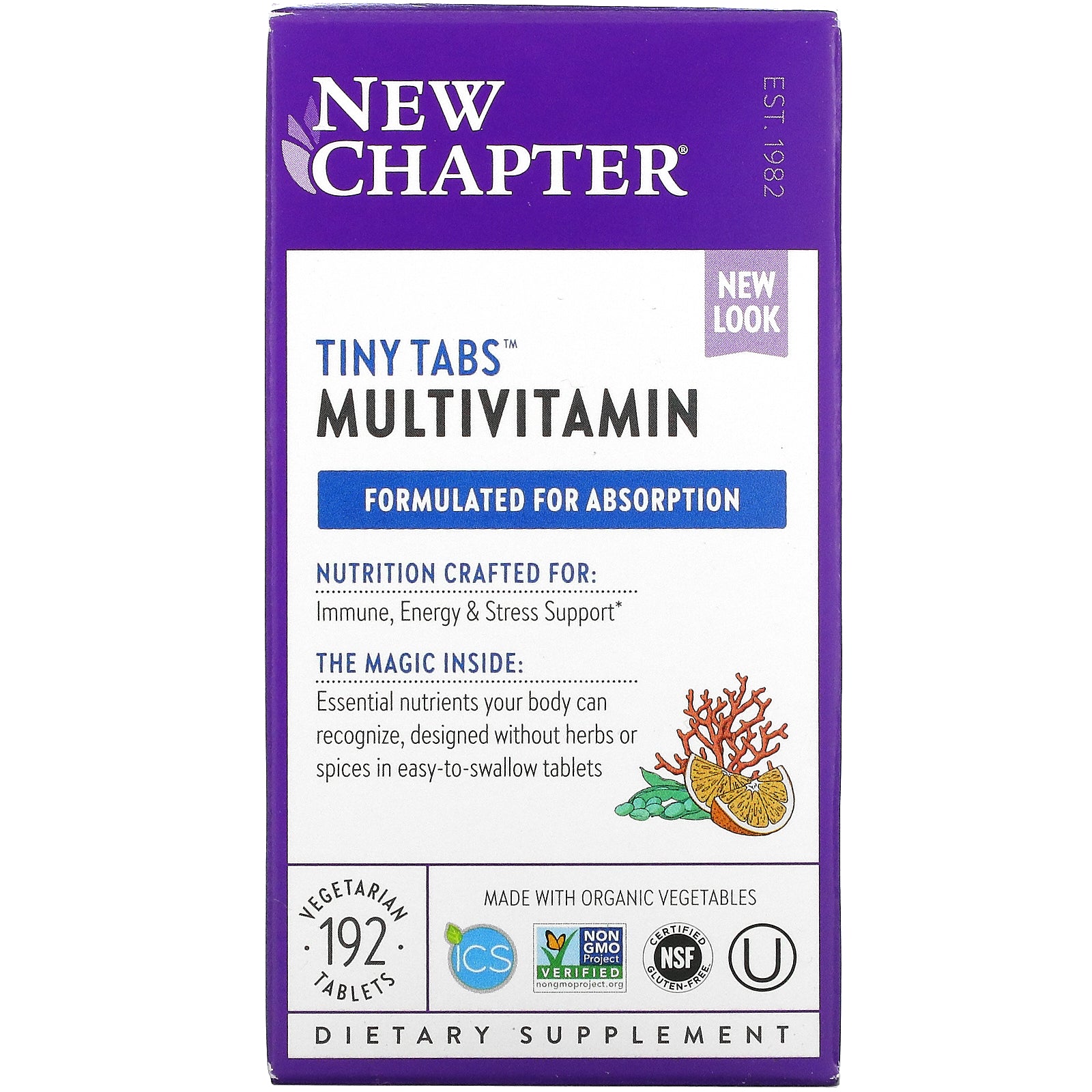 New Chapter Tiny Tabs Multivitamin with 20+ Nutrients for Immune, Cellular Energy & Stress Support, Including Vitamin D3 + B Vitamins, 192 Count