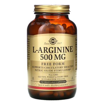 Solgar, L-Arginine, Free Form, 500 mg, Vegetable Capsules