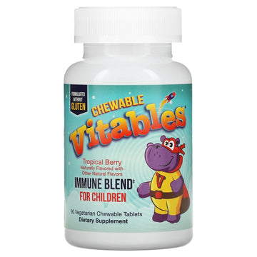 Vitables, Immune Blend Chewables for Children, Tropical Berry Flavor Vegetarian Chewable Tablets