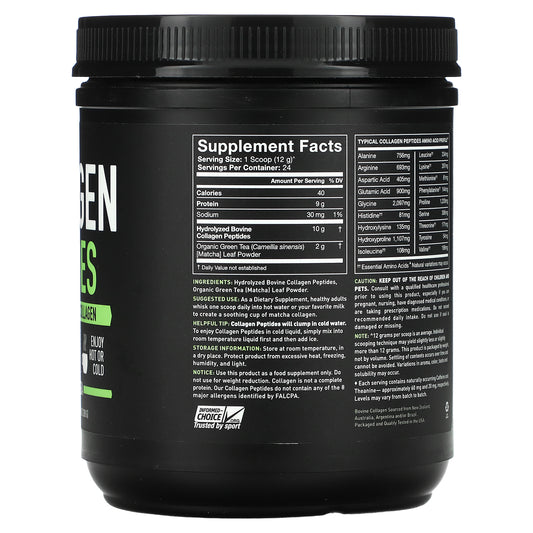 Sports Research, Collagen Peptides, Hydrolyzed Type I & Iii, Matcha Green Tea